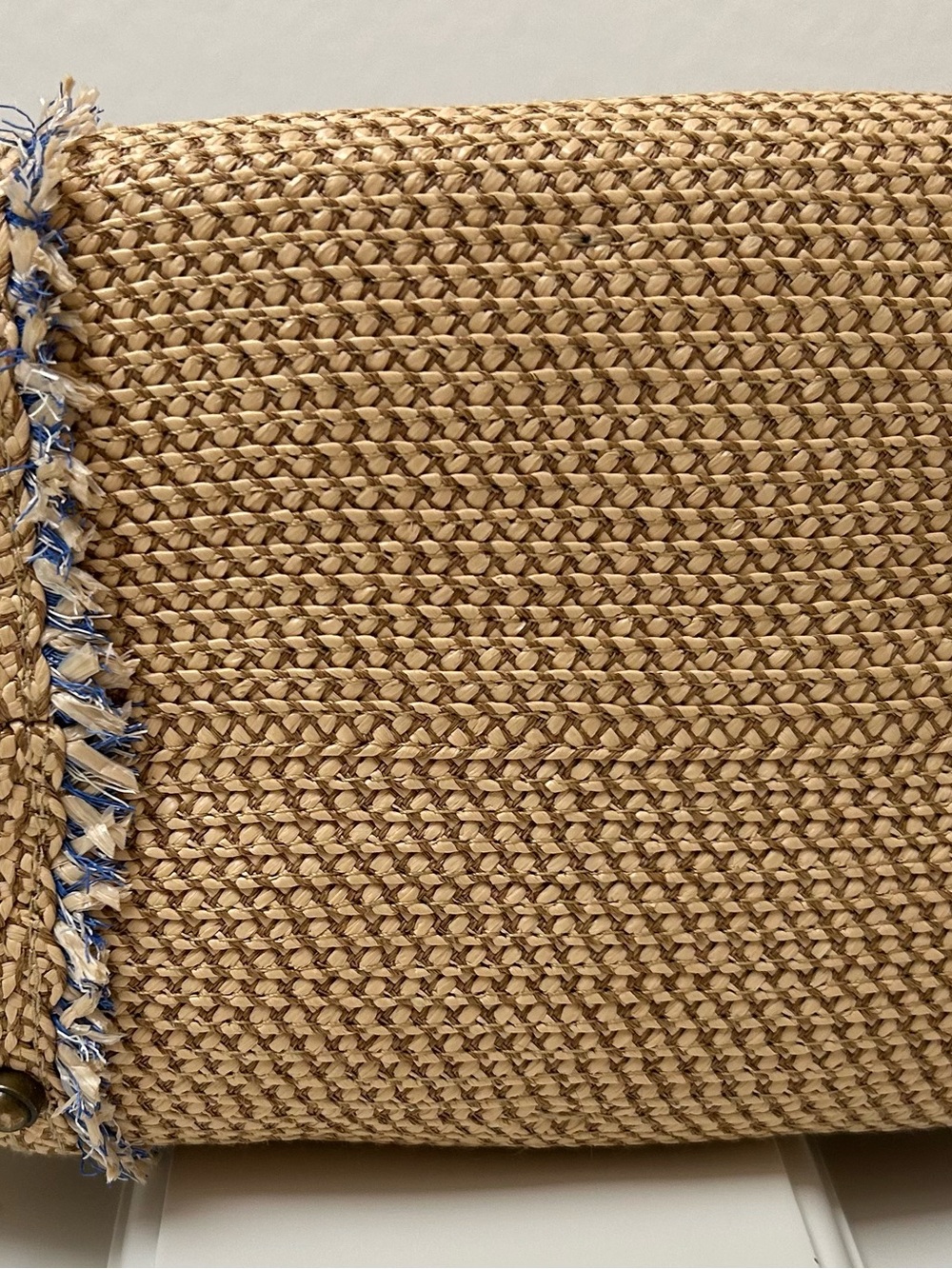 Eric Javits Natural Straw Tote with Blue Trim - Picture 7 of 10